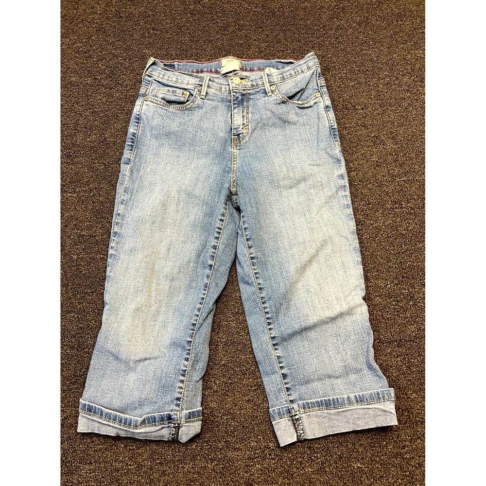 Levis 512 Capri Jeans Womens 8 Blue Denim Cotton Perfectly Slimming Cuff Hem